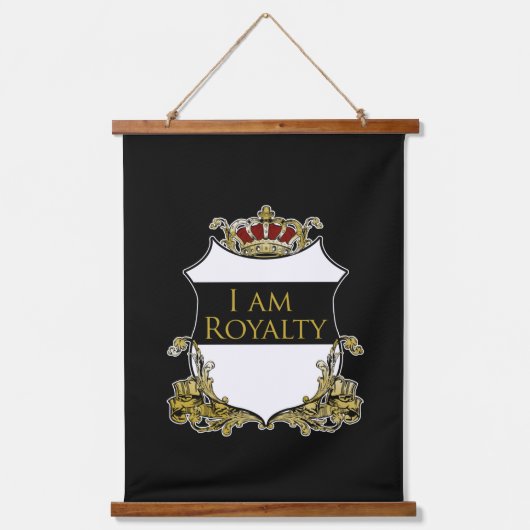 Luxury Royal Crown Crest Gold Shield 吊り下げ型タペストリー (正面)