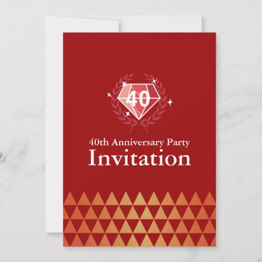 Luxury Ruby Gems 40th Anniversary Party Invites 招待状 (正面)