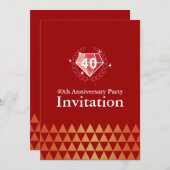 Luxury Ruby Gems 40th Anniversary Party Invites 招待状 (正面/裏面)