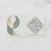 Luxury Sage & Gold Marble Realtor Photo QR Design 名刺 (裏面)