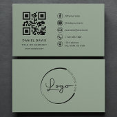 Luxury Sage Green Company Logo QR Code 名刺