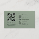 Luxury Sage Green Company Logo QR Code  名刺 (正面)