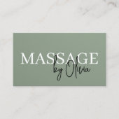 Luxury Sage Green Massage Therapist QR Code  名刺 (正面)