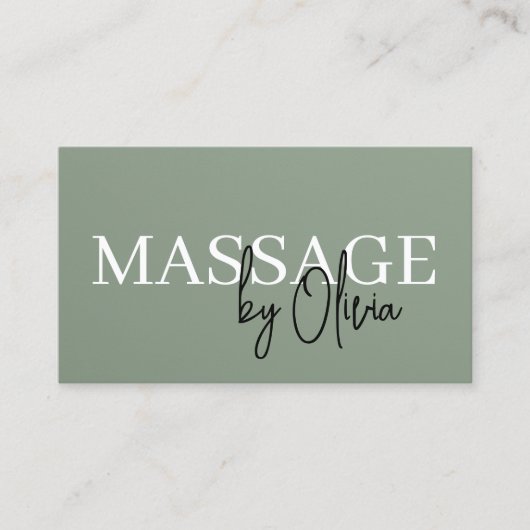 Luxury Sage Green Massage Therapist QR Code  名刺 (正面)