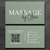 Luxury Sage Green Massage Therapist QR Code  名刺