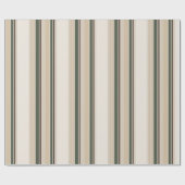 Luxury Sage Green Neutral Stripe Linen ラッピングペーパー (フラット)