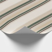 Luxury Sage Green Neutral Stripe Linen ラッピングペーパー (角)