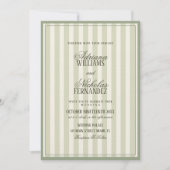 Luxury Sage Green Striped Wedding 招待状 (正面)