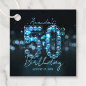 Luxury Sapphire Blue Gems 50th Birthday フェイバータグ (正面)