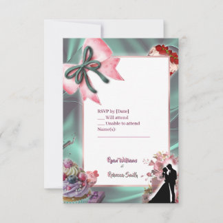 Luxury Satin Bow Wedding RSVP Card