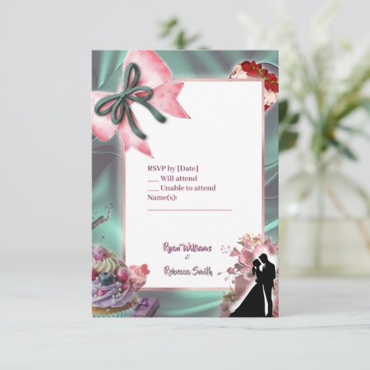 Luxury Satin Bow Wedding RSVP Card (スタンド正面)