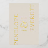 Luxury Save the Date | Modern Vertical Name 箔招待状 (正面)