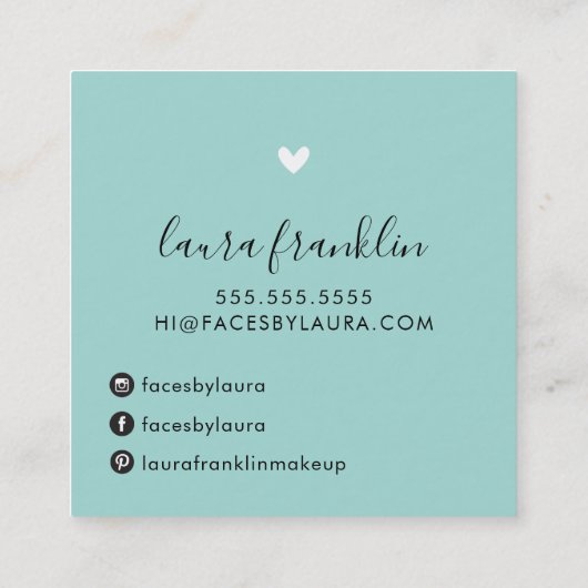 LUXURY SCRIPT名エレガントグラデーション淡い色のmint black スクエア名刺 (裏面)