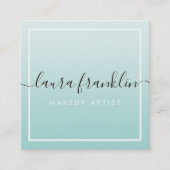 LUXURY SCRIPT名エレガントグラデーション淡い色のmint black スクエア名刺 (正面)