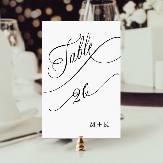 Luxury Script Black and White 結婚's Number 20, テーブルナンバー