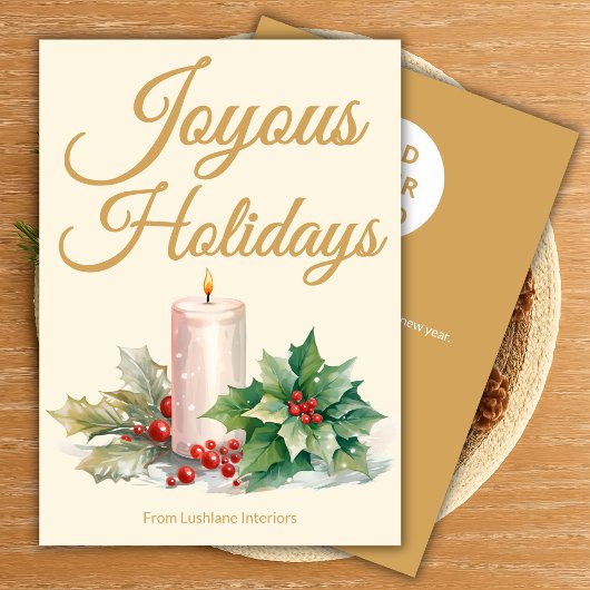 Luxury Script Holiday Card with Branding シーズンカード