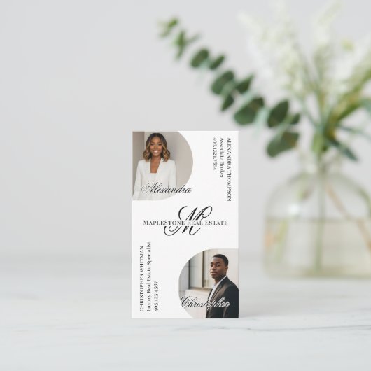 Luxury Script Monogram Real Estate Agents Photos 名刺 (スタンド正面)