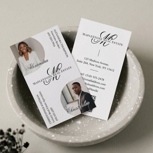 Luxury Script Monogram Real Estate Agents Photos 名刺