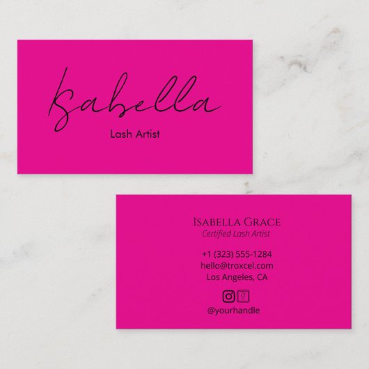 Luxury Script Pink Lash Artist 名刺 (正面/裏面)