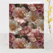 Luxury Seamless Floral Pattern with Gold Pearls  カード (黄色い花)