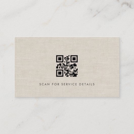Luxury Service Provider Neutral Linen QR Code 名刺 (裏面)