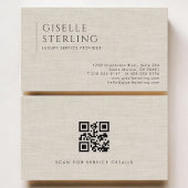 Luxury Service Provider Neutral Linen QR Code 名刺