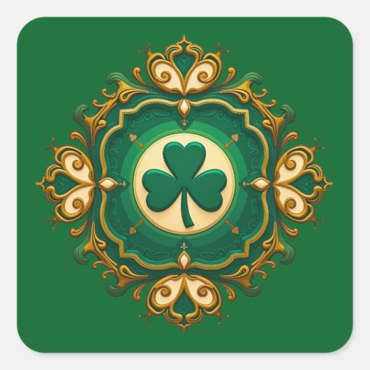 Luxury Shamrock St Patrick’s Day - Autocolante スクエアシール (正面)