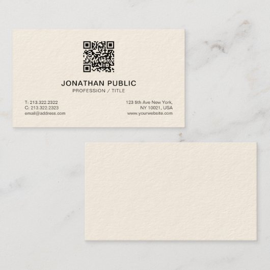 Luxury Signature Cream Modern Simple Professional 名刺 (正面/裏面)