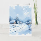Luxury Silver Foil Corporate Holiday Card | Snowy  箔シーズンカード (正面)