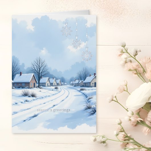 Luxury Silver Foil Corporate Holiday Card | Snowy  箔シーズンカード