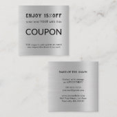 Luxury Silver Glitter Salon Supplies 割引カード (正面/裏面)