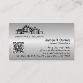 Luxury Silver Gray Real Estate Chic Professional 名刺 (裏面)