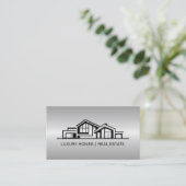 Luxury Silver Gray Real Estate Chic Professional 名刺 (スタンド正面)