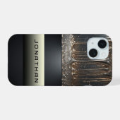 Luxury silver liquid drip iPhone 15ケース (裏面横)