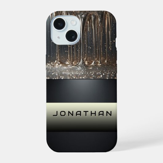 Luxury silver liquid drip iPhone 15ケース (裏面)