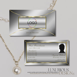 Luxury Silver Luxe金ゴールドデコール(ロゴと写真) 名刺