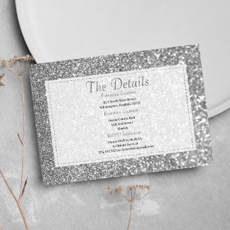 Luxury silver sparkly glitter glam Details Card エンクロージャーカード