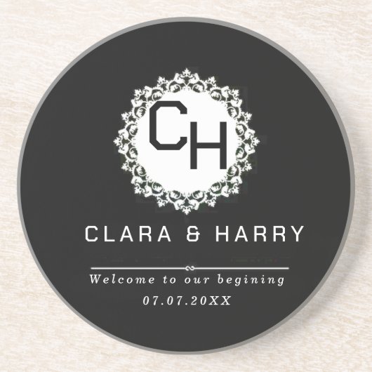 Luxury Simple minimalist elegant modern weeding コースター (正面)