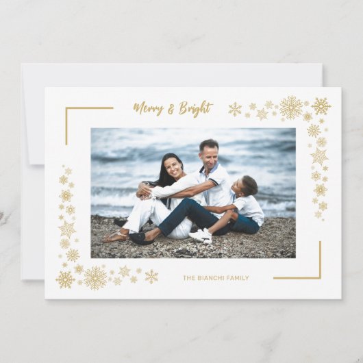 Luxury Snowflakes Minimalist Photo Family Frame (正面)
