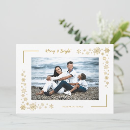 Luxury Snowflakes Minimalist Photo Family Frame (スタンド正面)