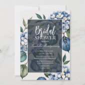 Luxury Soft Blue Hydrangea Bridal Shower 招待状 (正面)