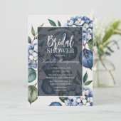 Luxury Soft Blue Hydrangea Bridal Shower 招待状 (スタンド正面)