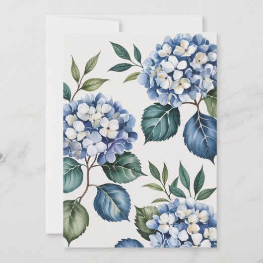 Luxury Soft Blue Hydrangea Bridal Shower 招待状 (裏面)