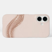 Luxury Soft Blush Matte & Rose Gold Glitter Wave  Case-Mate iPhoneケース (裏面 (横))