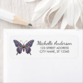 Luxury Sparkling Glitter Butterfly Return Address  ラベル (インサイチュ)