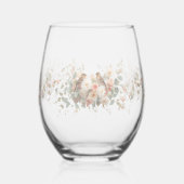 Luxury Spring Wildflower bird Rose Garden Seamless ステムなしワイングラス (左)