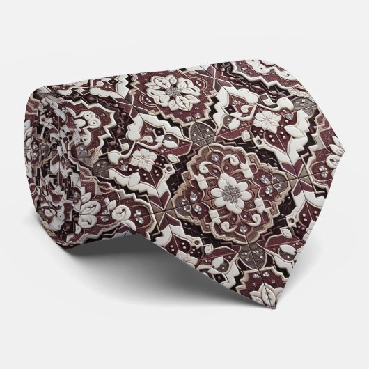 Luxury Statement Burgundy Moroccan Neck Tie ネクタイ (ロール)