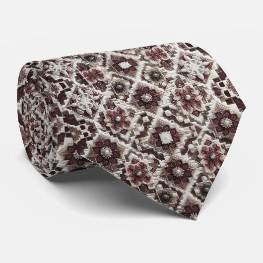 Luxury Statement Burgundy Moroccan Neck Tie ネクタイ (ロール)