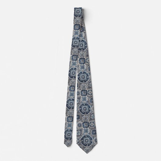 Luxury Statement Moroccan Tiled Faux Silk Neck Tie ネクタイ (裏面)