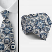 Luxury Statement Moroccan Tiled Faux Silk Neck Tie ネクタイ